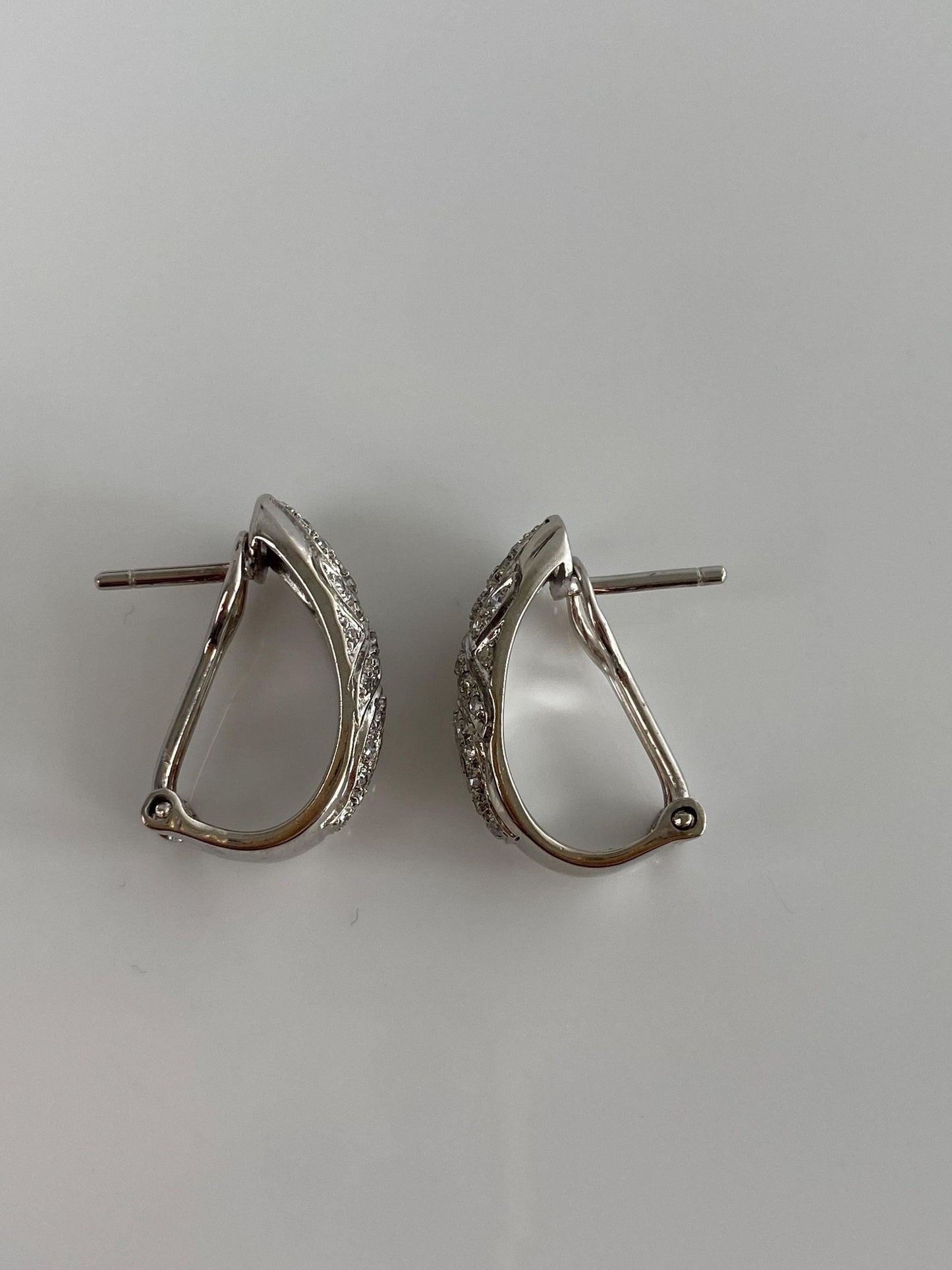 Solid 14k White Gold Diamond Drop Earrings