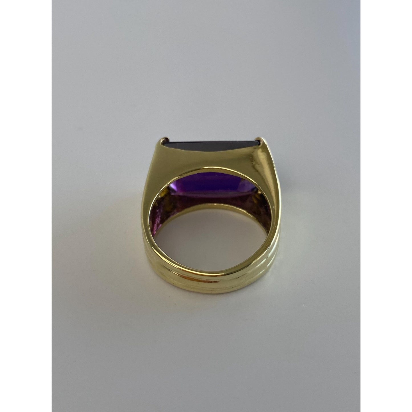 Vintage Solid 18k Yellow Gold Amethyst Signet Ring - Size 7