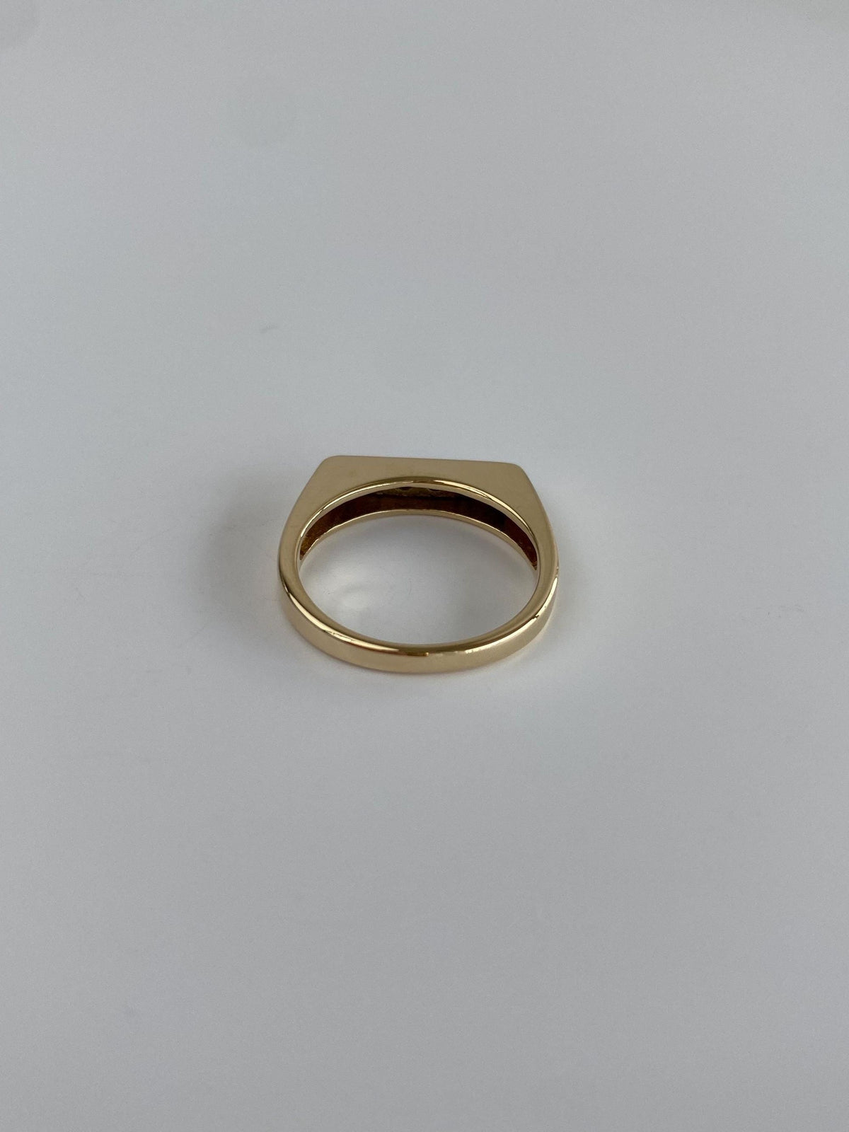 Vintage Solid 14k White & Yellow Gold Diamond Signet Ring - Size 5.5