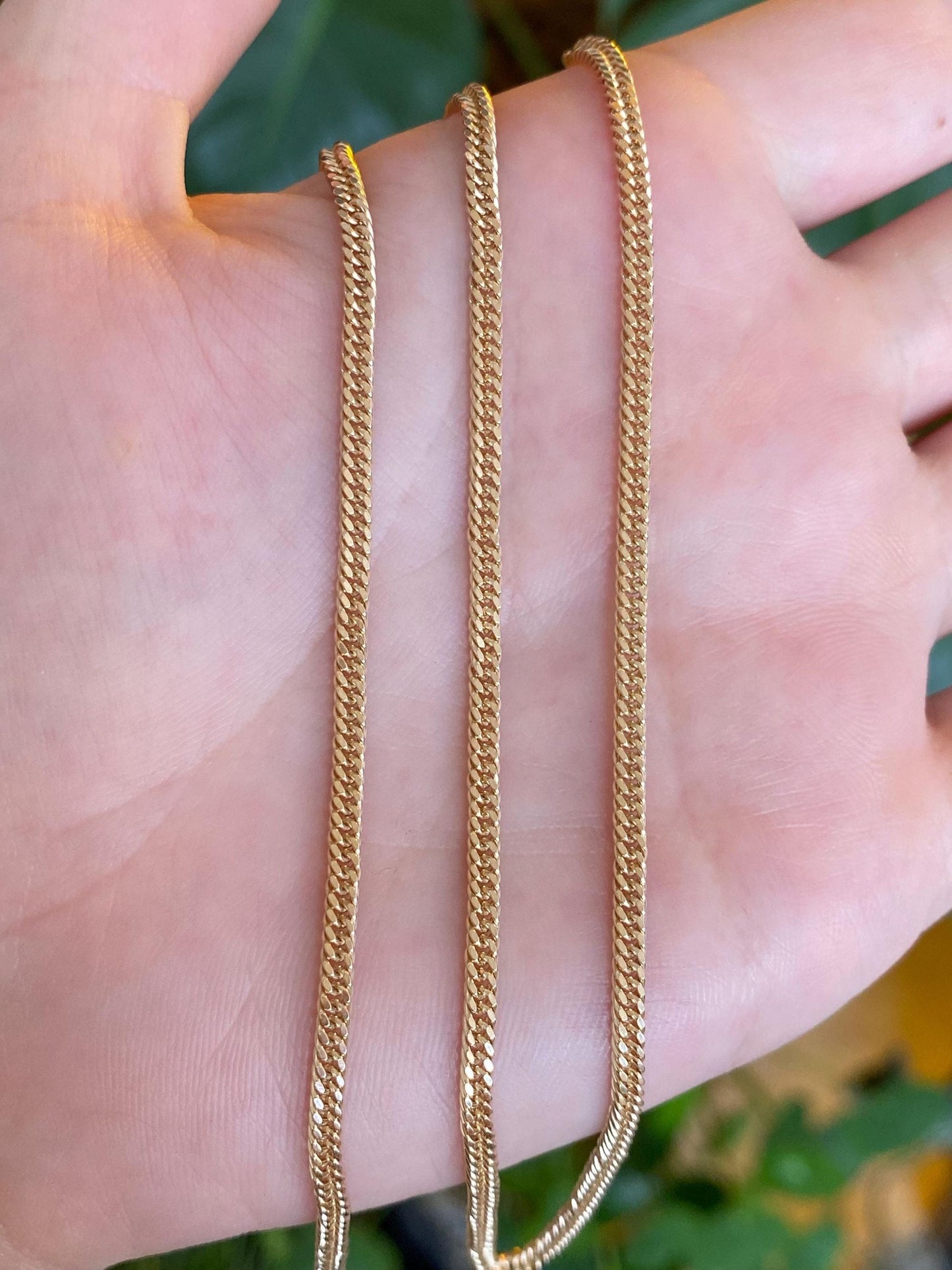 Vintage Solid 10k Yellow Gold Long Fancy Curb Chain Necklace - 26 inches