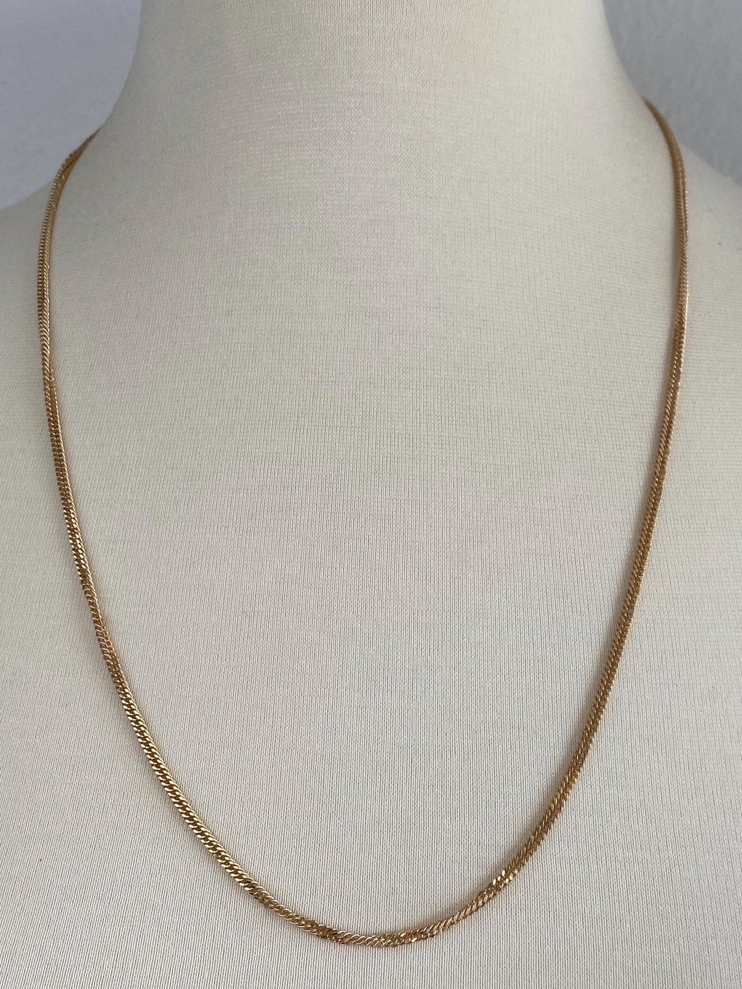 Vintage Solid 10k Yellow Gold Long Fancy Curb Chain Necklace - 26 inches