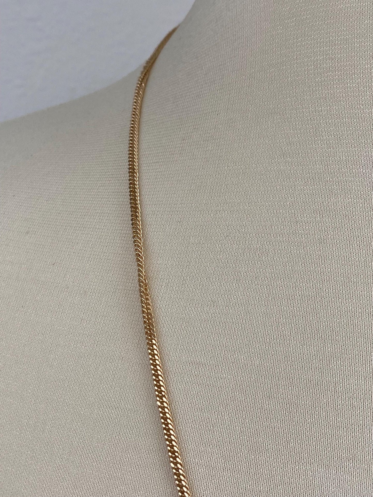 Vintage Solid 10k Yellow Gold Long Fancy Curb Chain Necklace - 26 inches