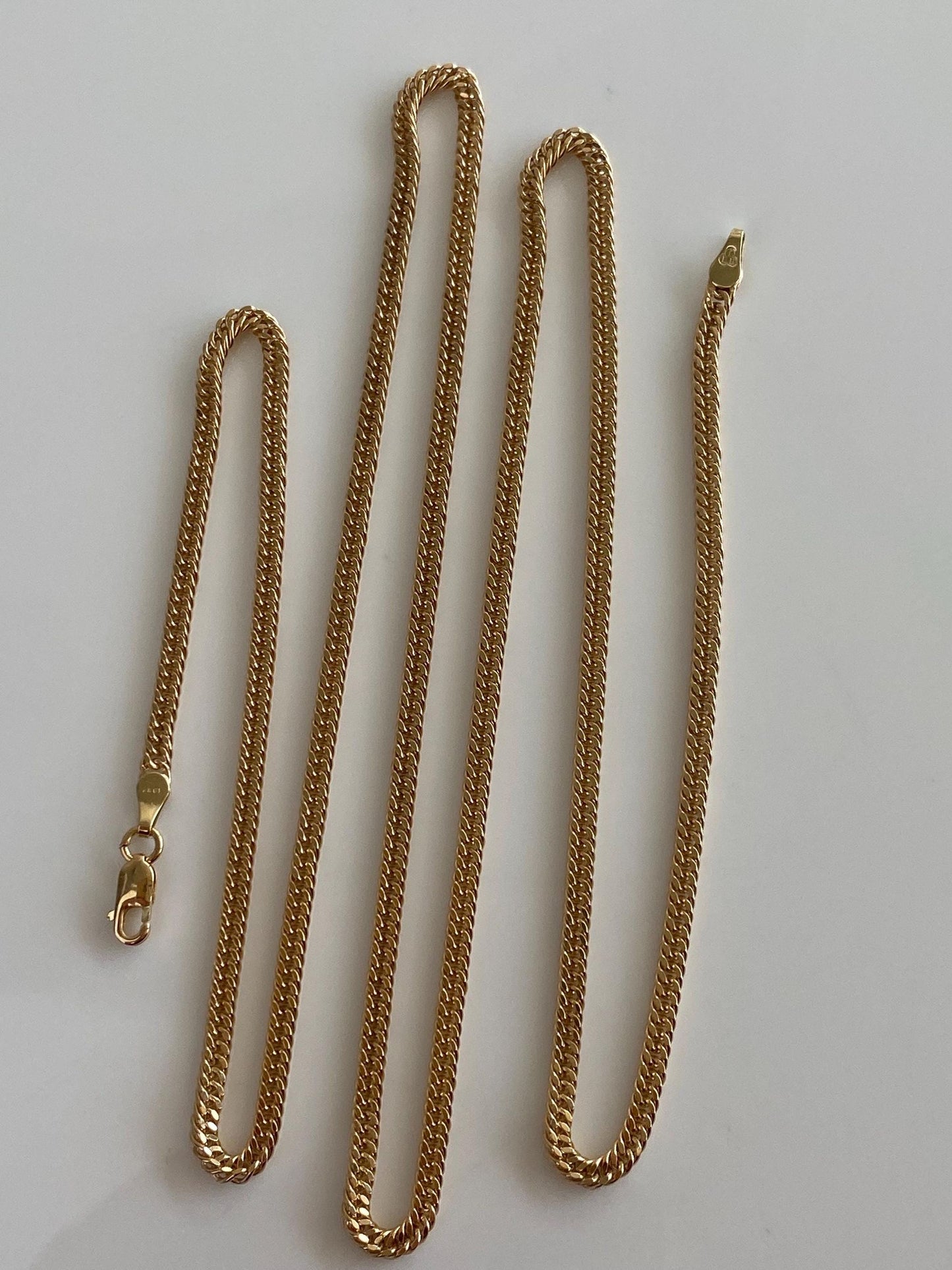 Vintage Solid 10k Yellow Gold Long Fancy Curb Chain Necklace - 26 inches