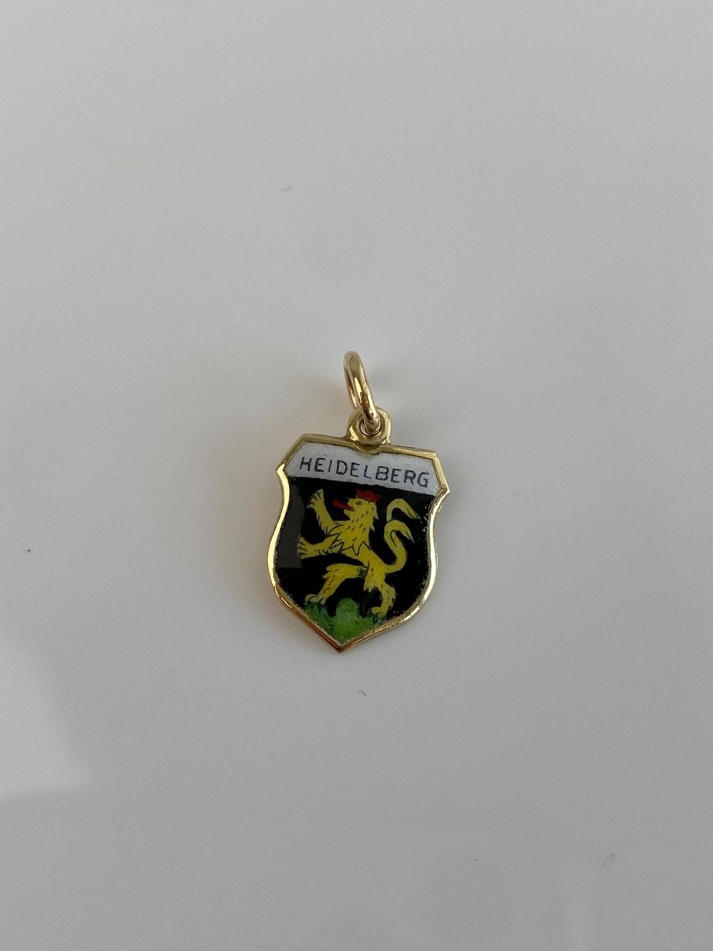 Vintage Solid 14k Yellow Gold Heidelberg Germany Enamel Crest Charm