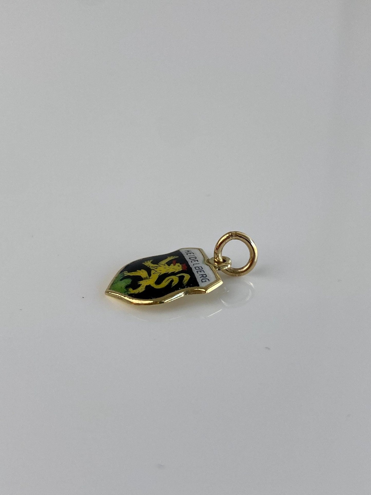 Vintage Solid 14k Yellow Gold Heidelberg Germany Enamel Crest Charm