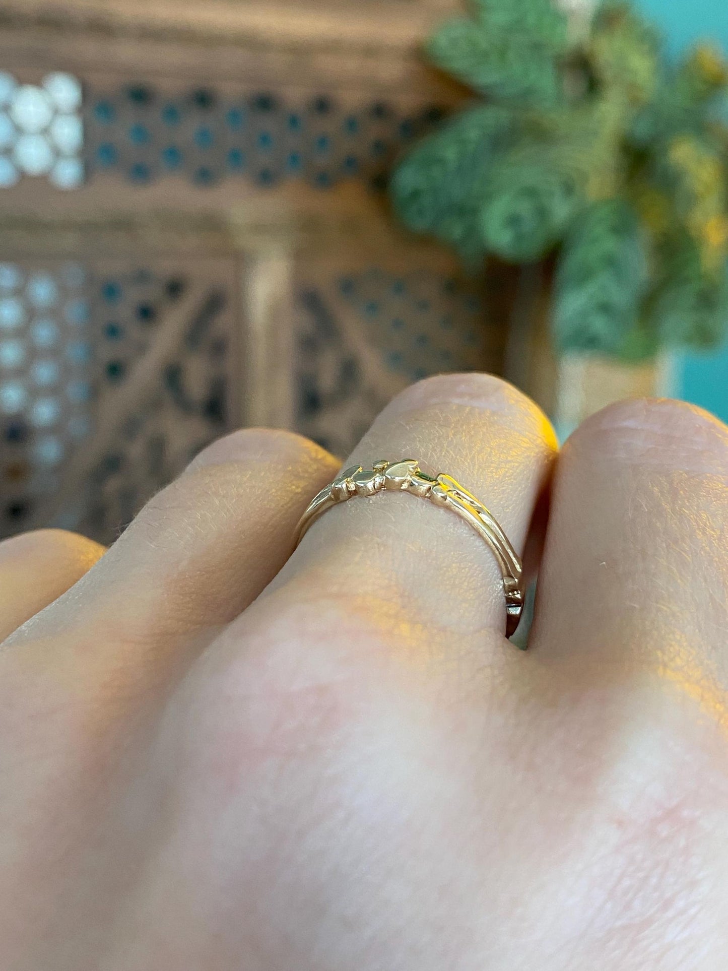 Vintage Solid 14k Yellow Gold Nugget Design Ring - Size 6.5