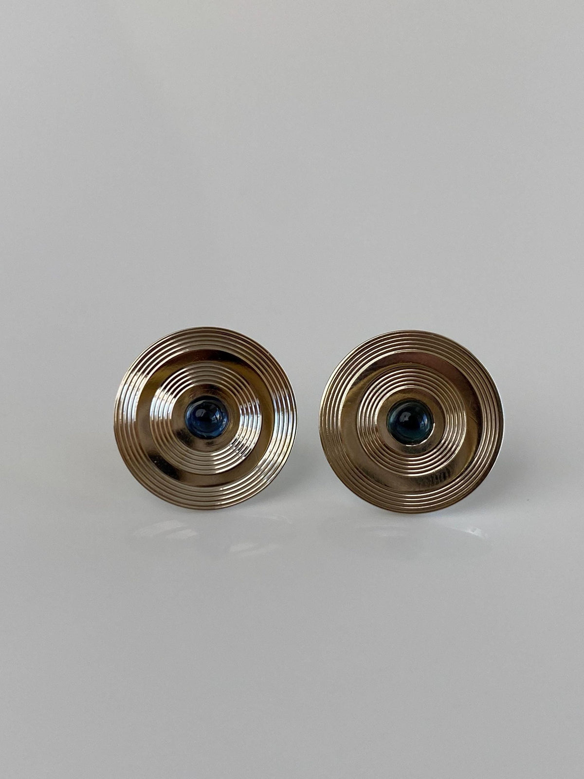 Vintage Solid 14k White Gold Blue Sapphire Cufflink Conversion Stud Earrings
