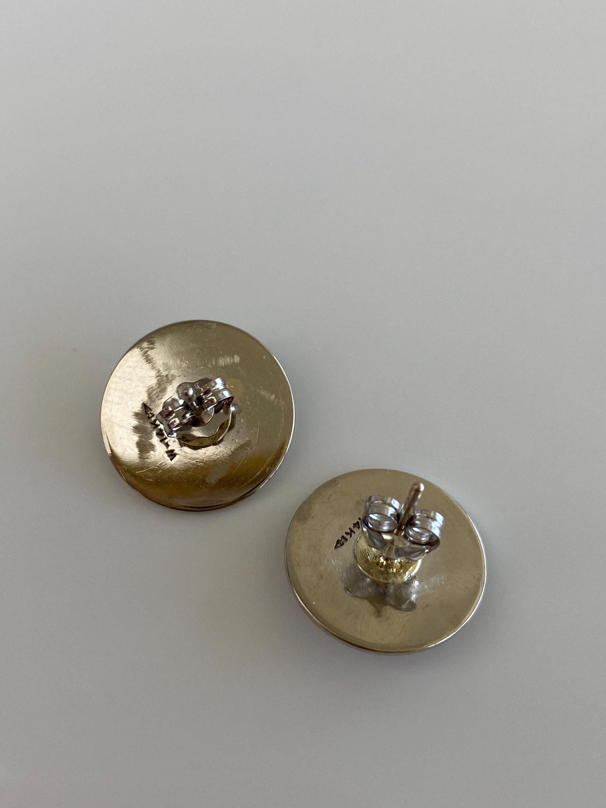 Vintage Solid 14k White Gold Blue Sapphire Cufflink Conversion Stud Earrings