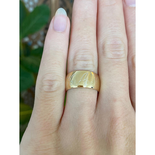 Vintage Solid 14k Yellow Gold Wide KAM Ring Band - Size 6
