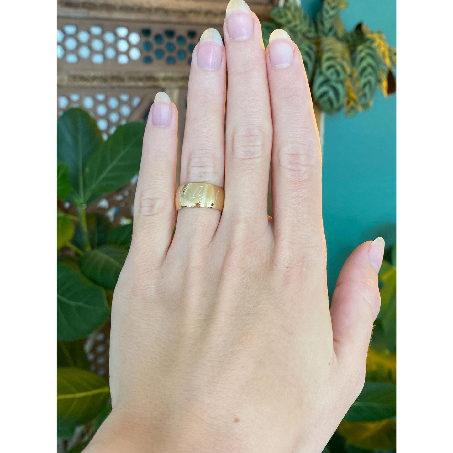 Vintage Solid 14k Yellow Gold Wide KAM Ring Band - Size 6