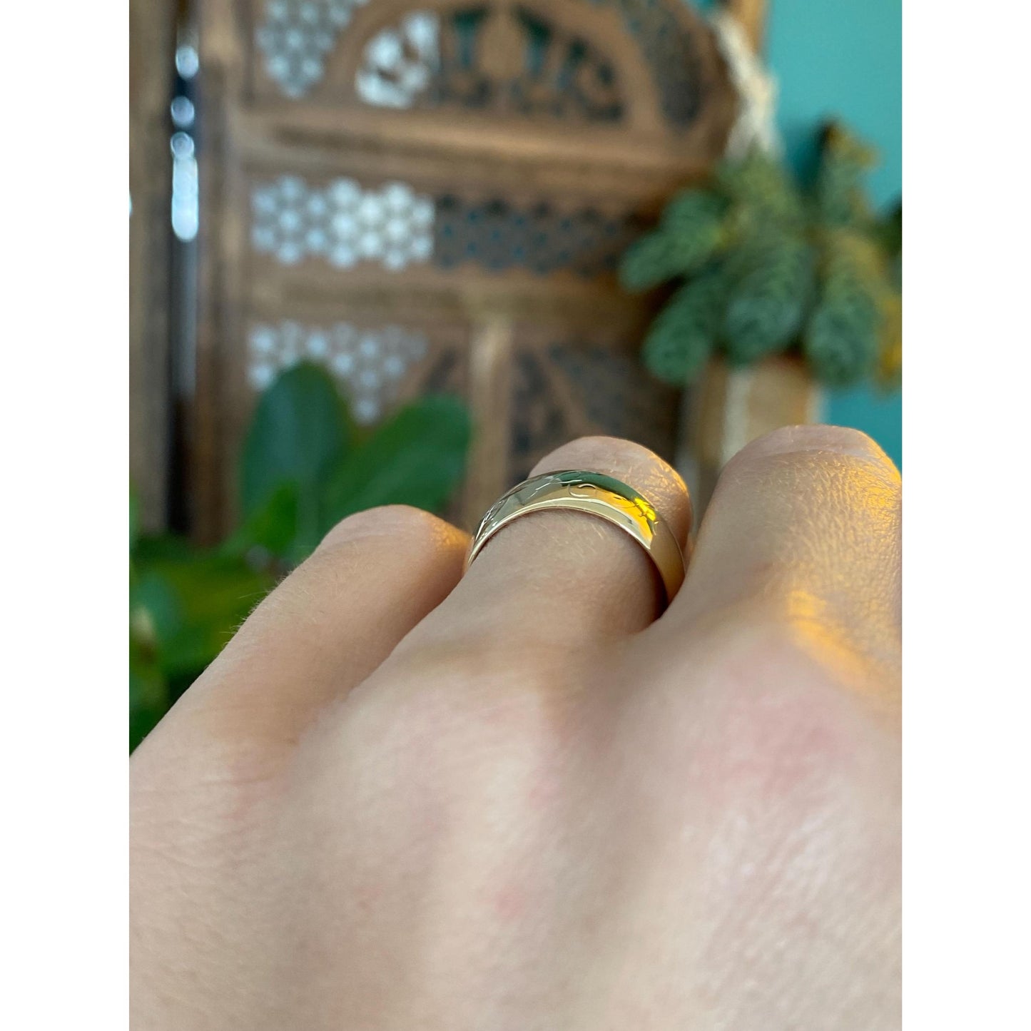 Vintage Solid 14k Yellow Gold Wide KAM Ring Band - Size 6