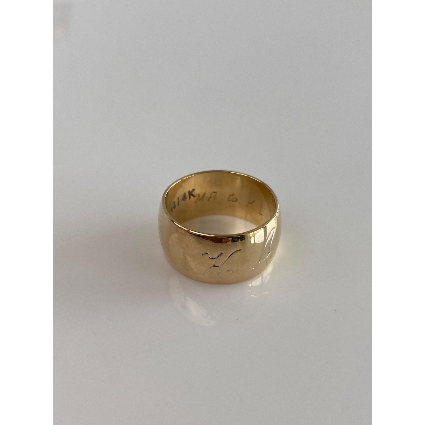 Vintage Solid 14k Yellow Gold Wide KAM Ring Band - Size 6