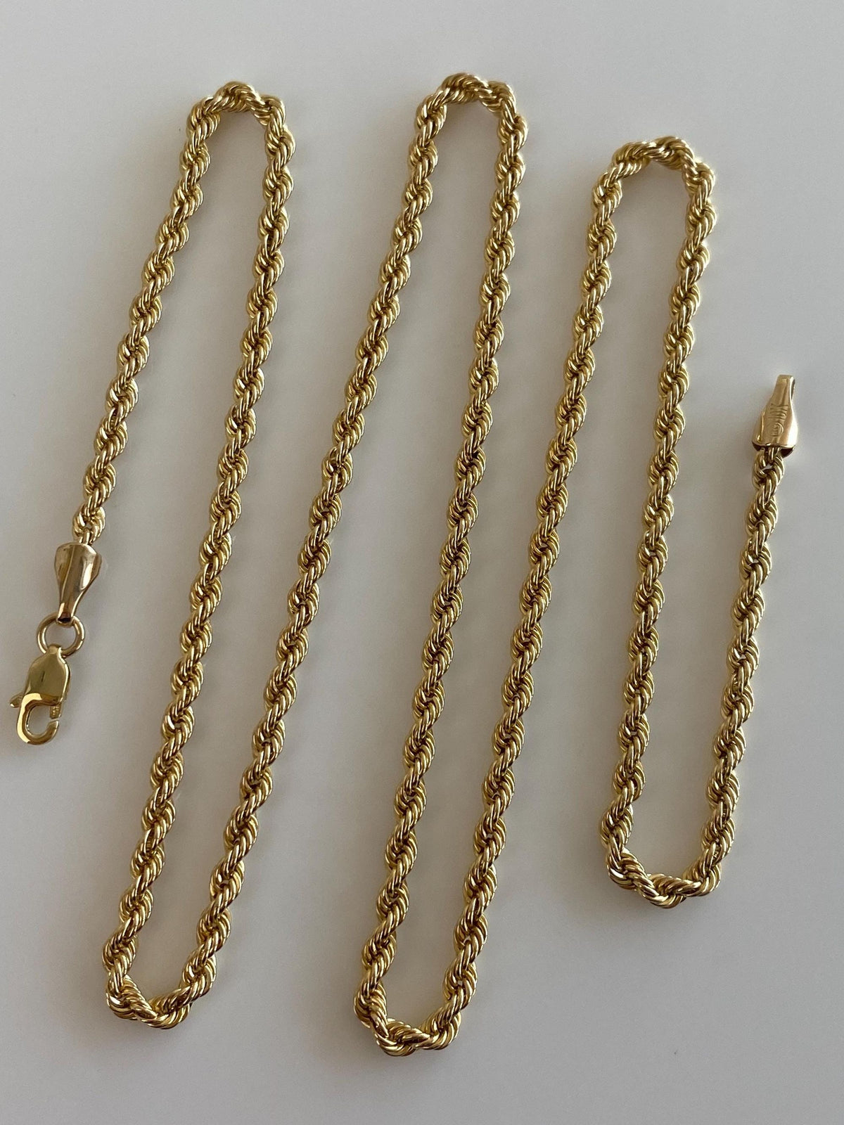 Vintage 10k Yellow Gold Rope Chain Necklace - 20.25 inches