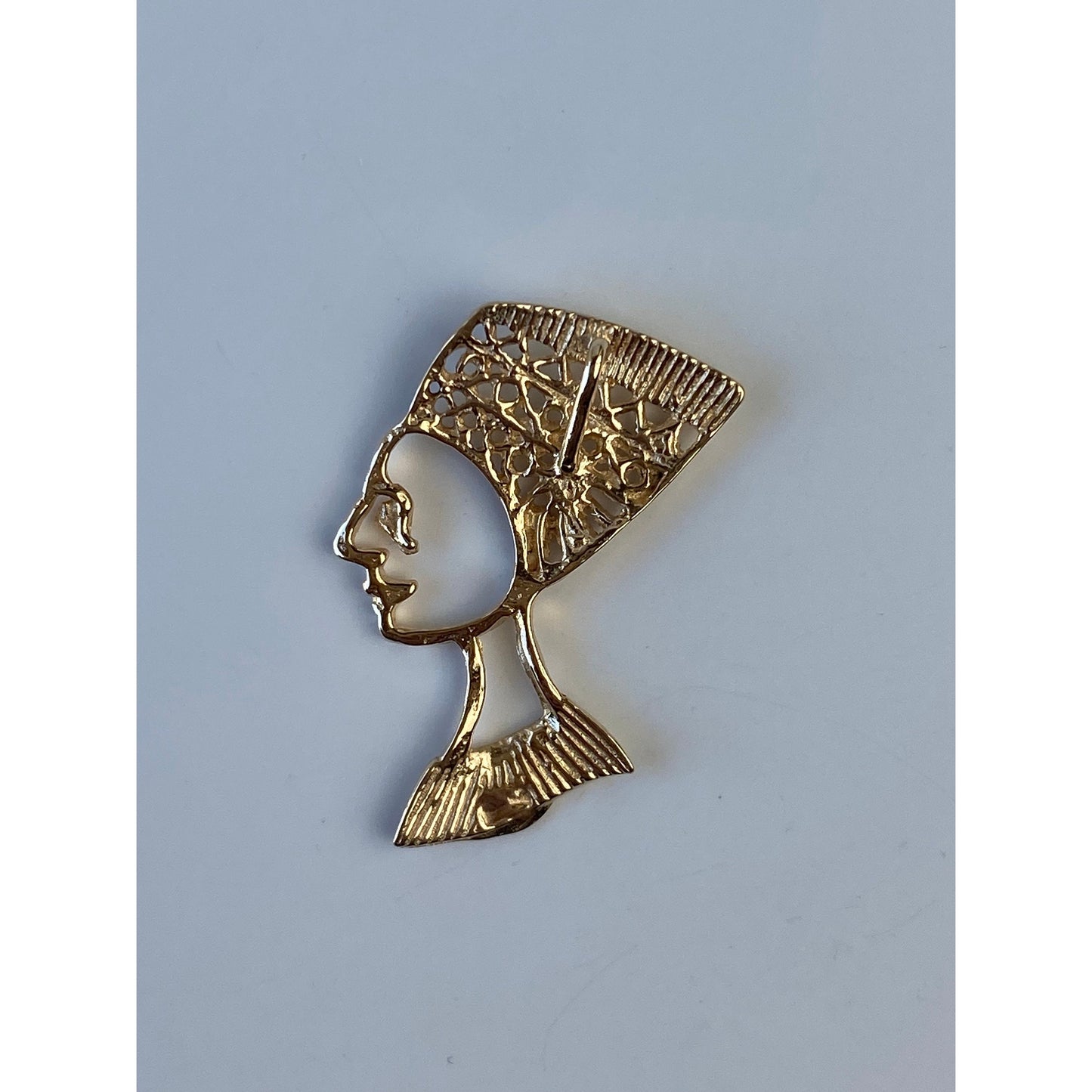 Vintage Solid 14k Yellow Gold Diamond Cut Egyptian Nefertiti Charm