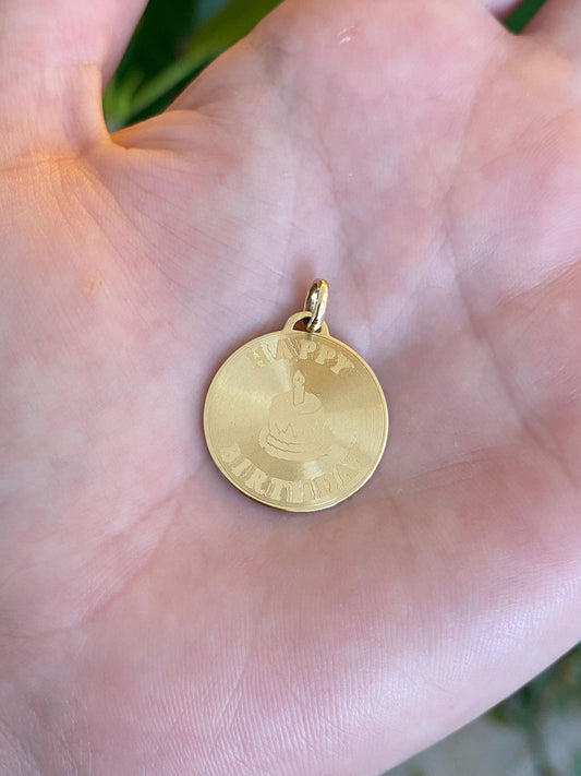 Vintage Solid 10k Yellow Gold Happy Birthday Charm