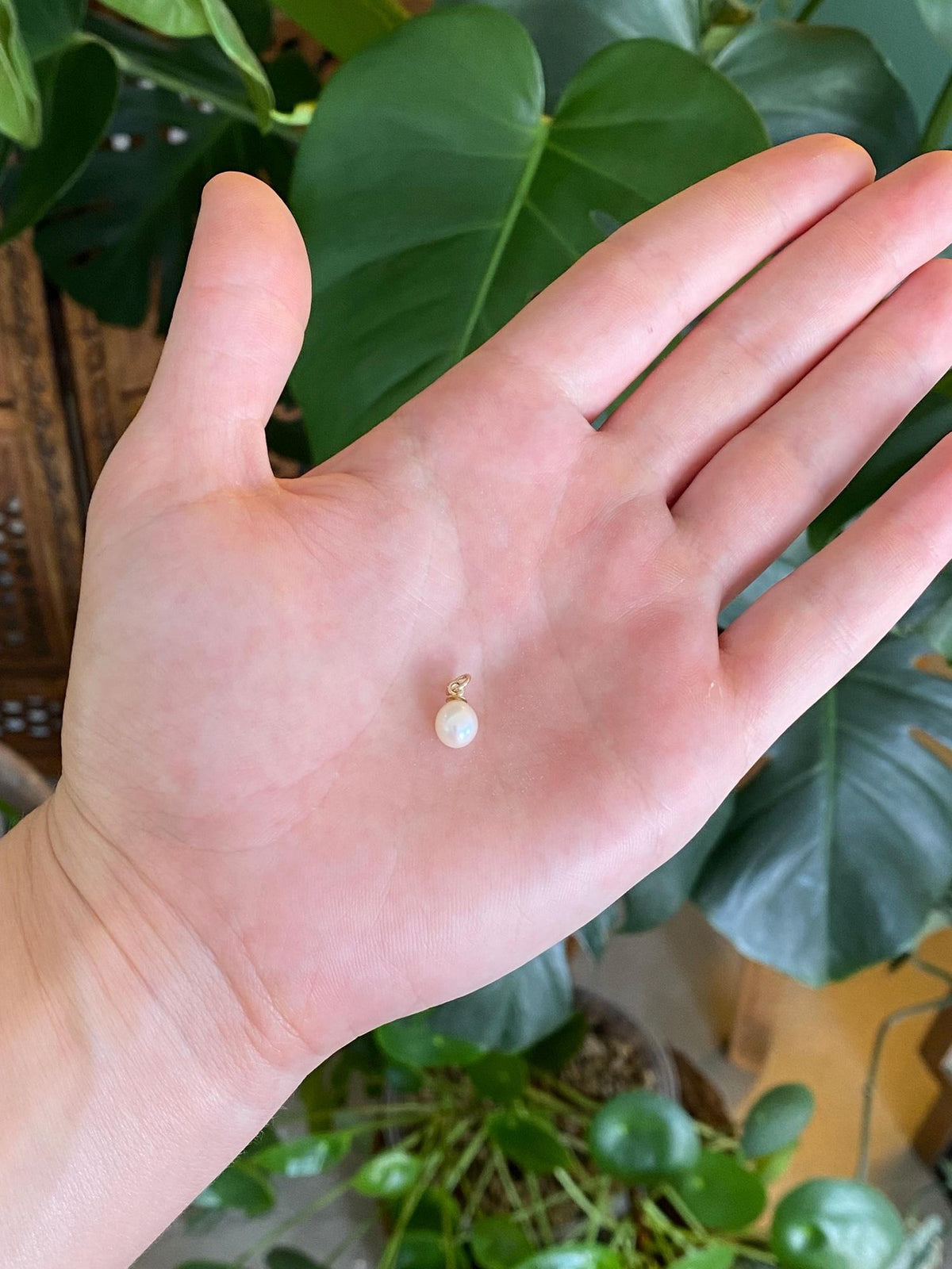 Vintage Solid 14k Yellow Gold Pearl Charm