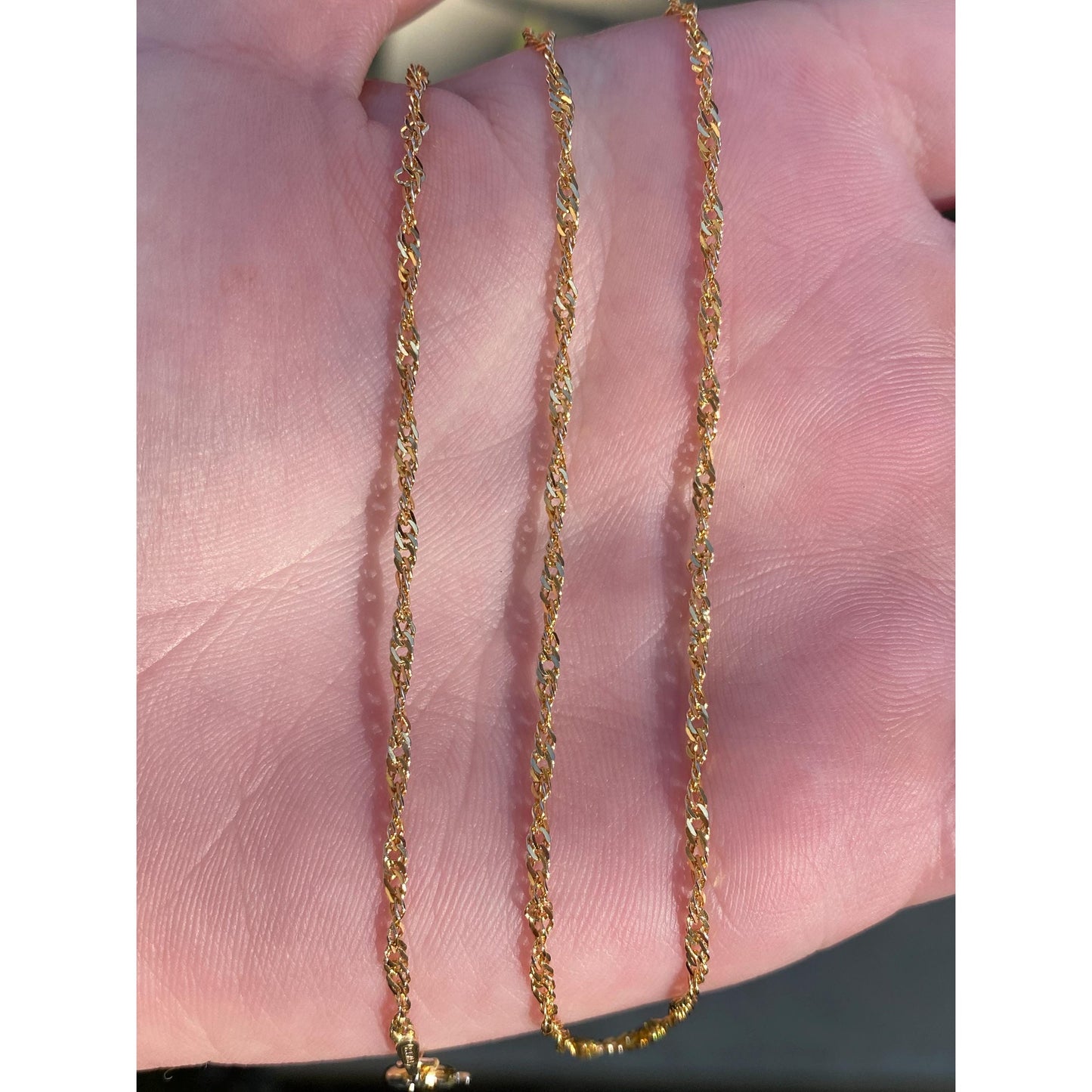 Vintage Solid 14k Yellow Gold Twist Chain Necklace - 20.75 inches