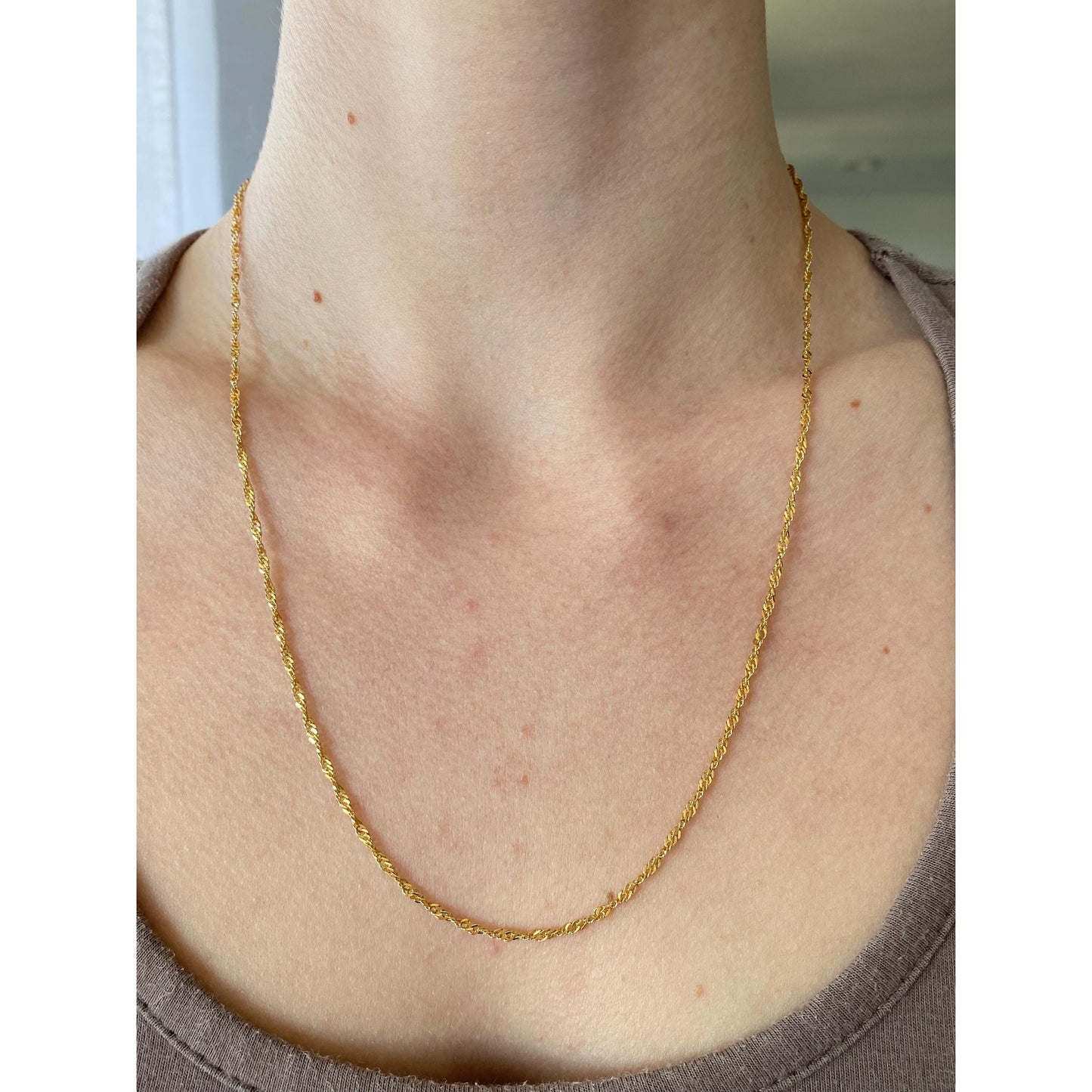 Vintage Solid 14k Yellow Gold Twist Chain Necklace - 20.75 inches