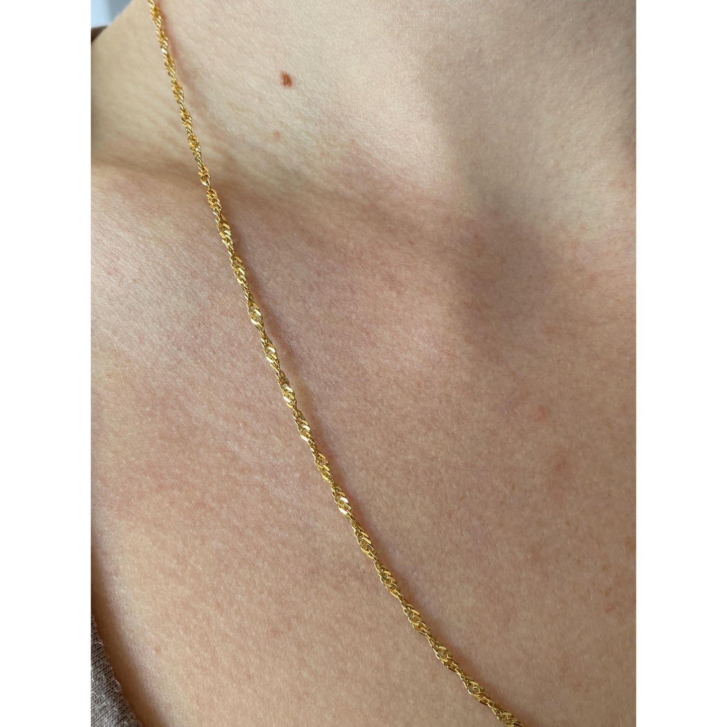 Vintage Solid 14k Yellow Gold Twist Chain Necklace - 20.75 inches