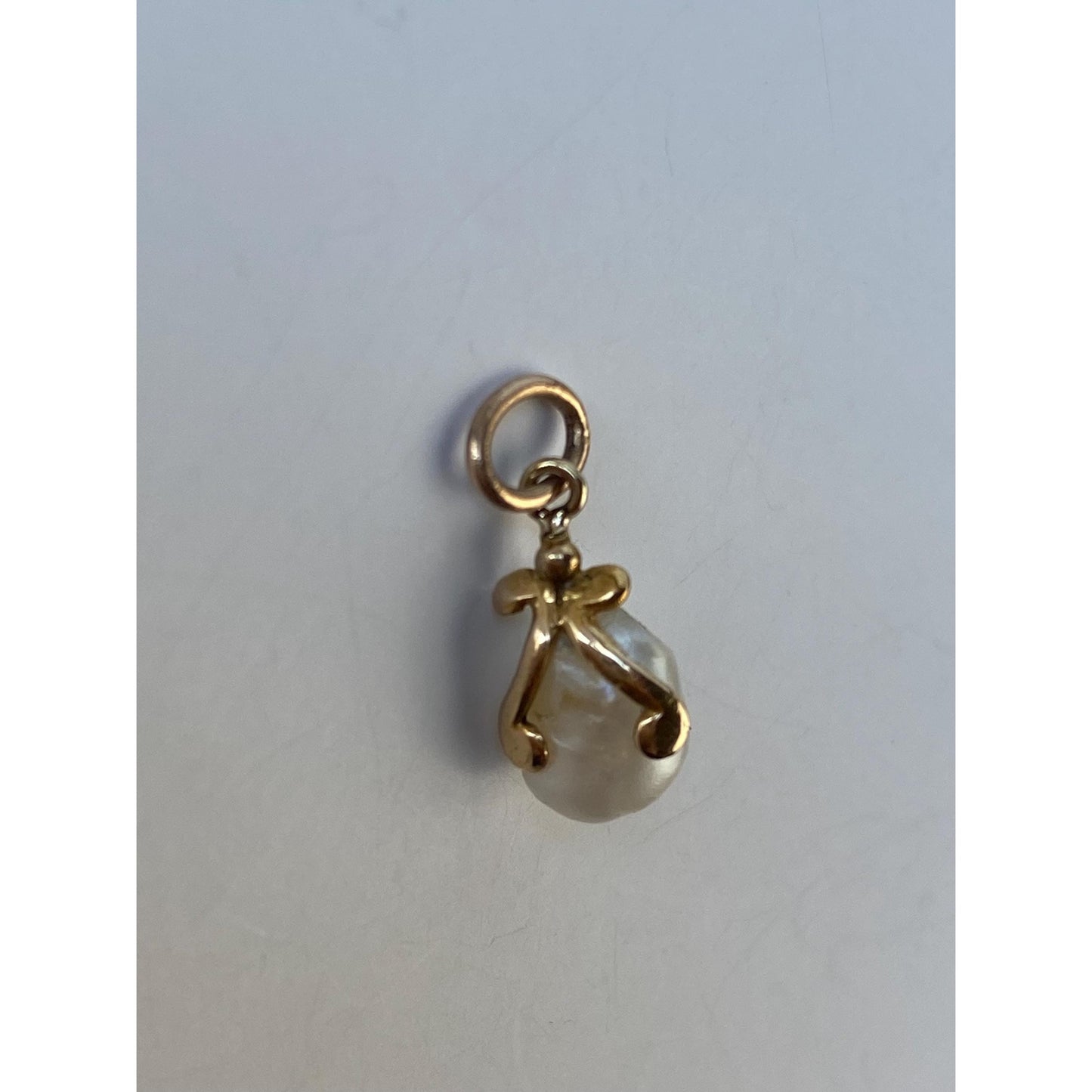 Vintage Solid 14k Yellow Gold Pearl Stick Pin Conversion Charm