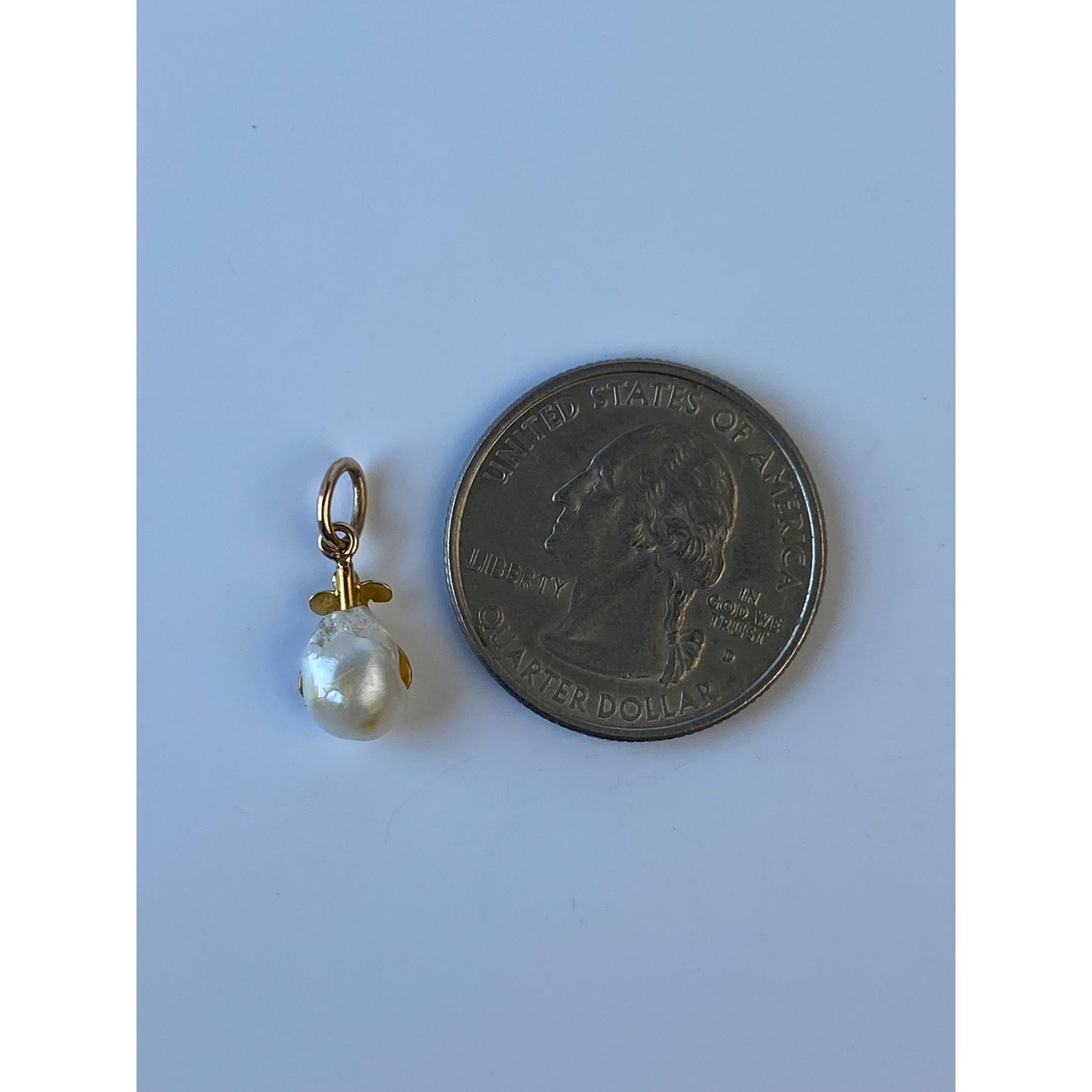 Vintage Solid 14k Yellow Gold Pearl Stick Pin Conversion Charm