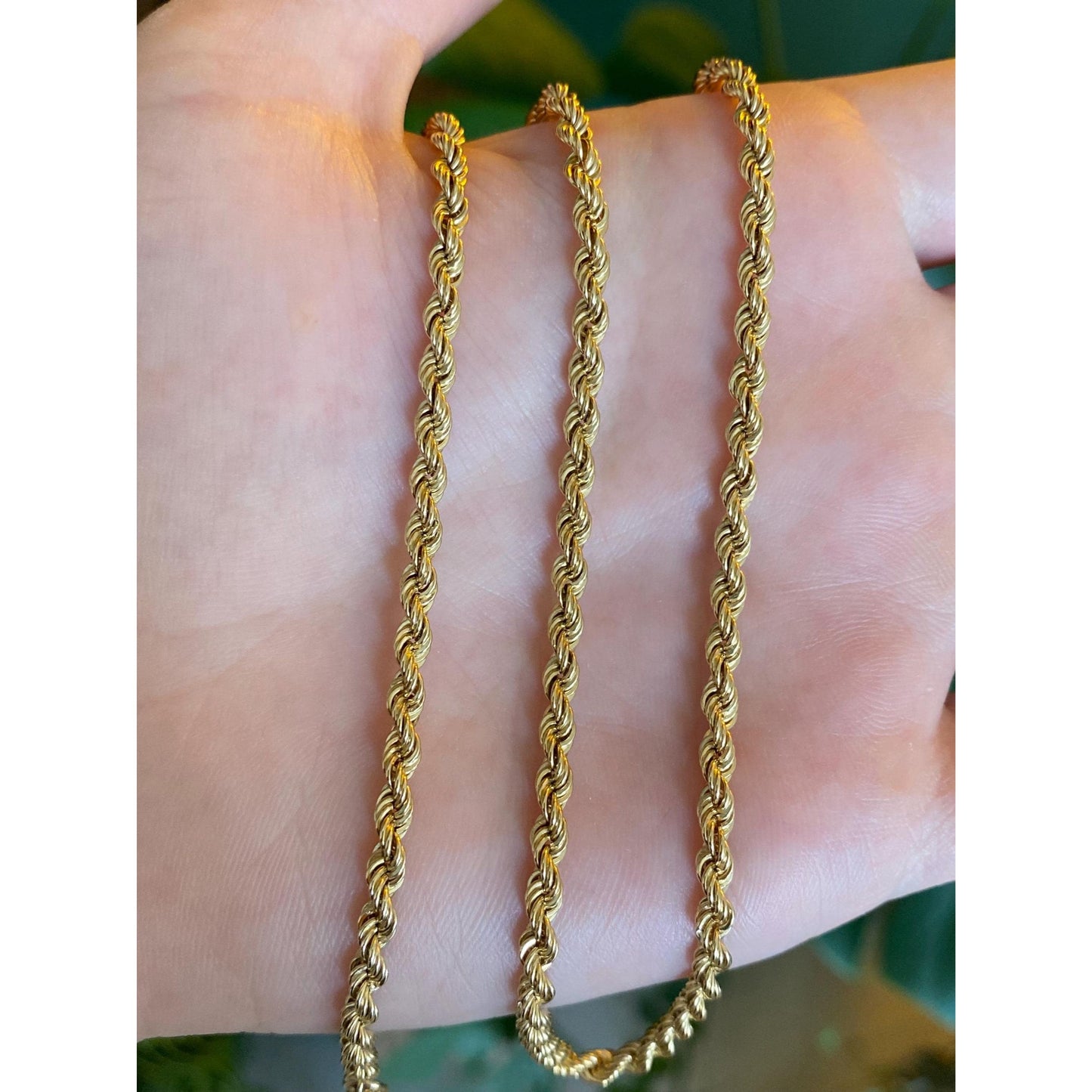 Vintage Solid 14k Yellow Gold Rope Chain Necklace - 18.25 inches