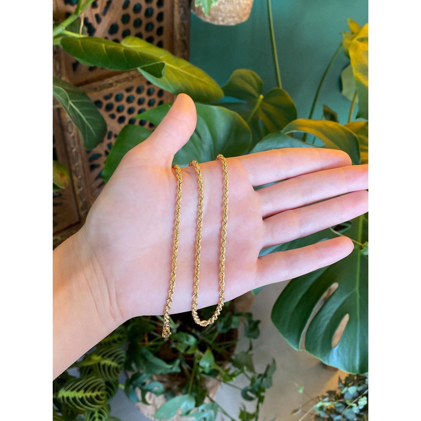 Vintage Solid 14k Yellow Gold Rope Chain Necklace - 18.25 inches