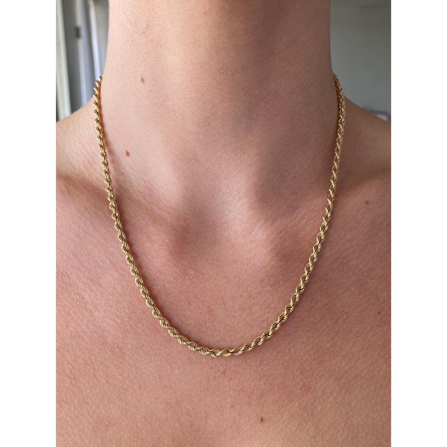 Vintage Solid 14k Yellow Gold Rope Chain Necklace - 18.25 inches