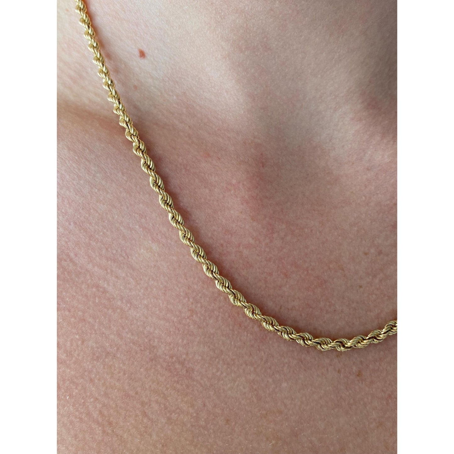 Vintage Solid 14k Yellow Gold Rope Chain Necklace - 18.25 inches