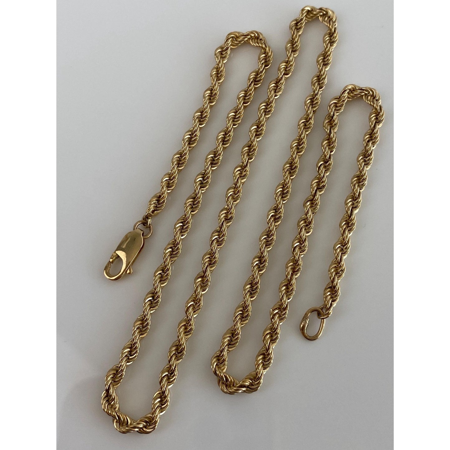 Vintage Solid 14k Yellow Gold Rope Chain Necklace - 18.25 inches