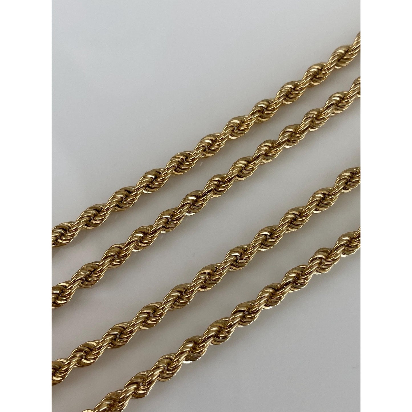 Vintage Solid 14k Yellow Gold Rope Chain Necklace - 18.25 inches