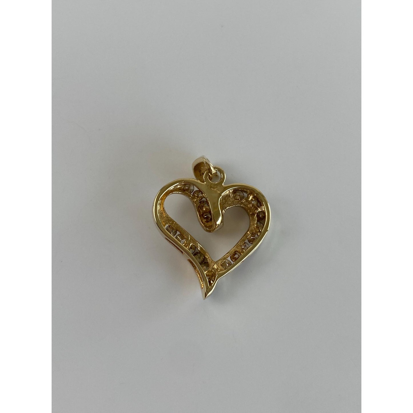 Vintage Solid 10k Yellow Gold Diamond Heart Charm