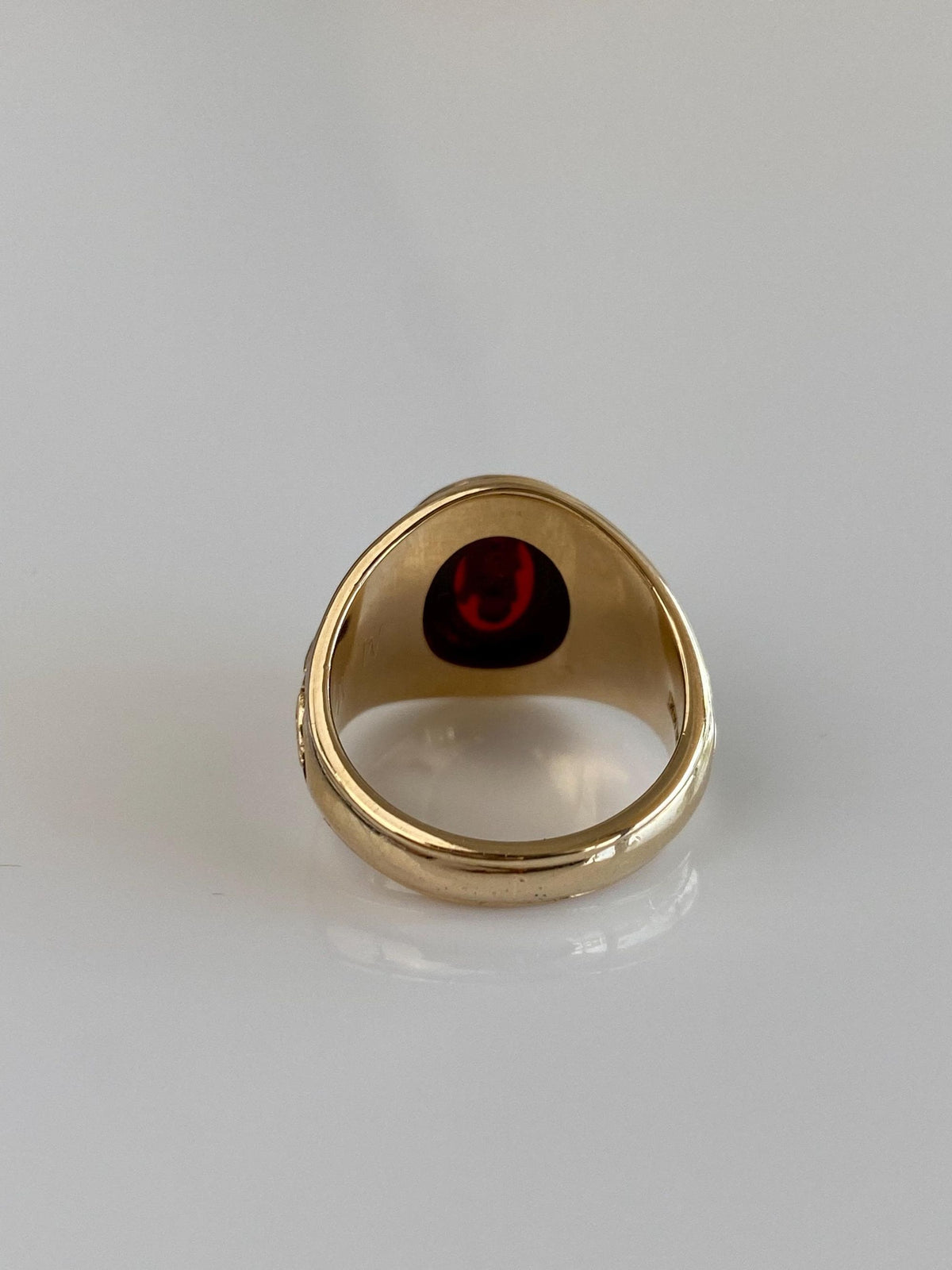 Vintage Solid 10k Yellow Gold Pink Sapphire 1957 Dupont Manual High School Class Ring - Size 5.75