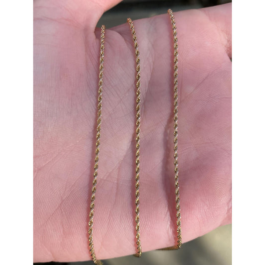 Vintage Solid 14k Yellow Gold Dainty Rope Chain Necklace - 24.25 inches