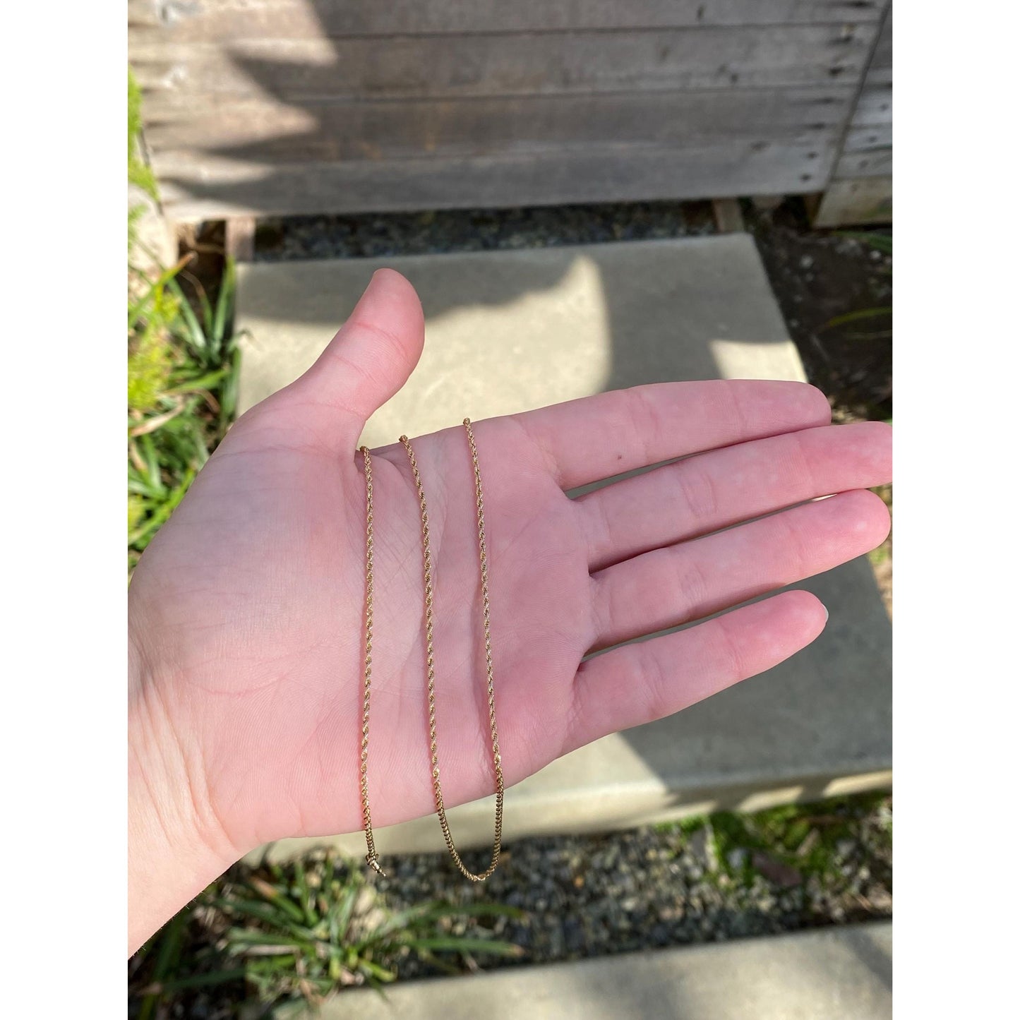 Vintage Solid 14k Yellow Gold Dainty Rope Chain Necklace - 24.25 inches