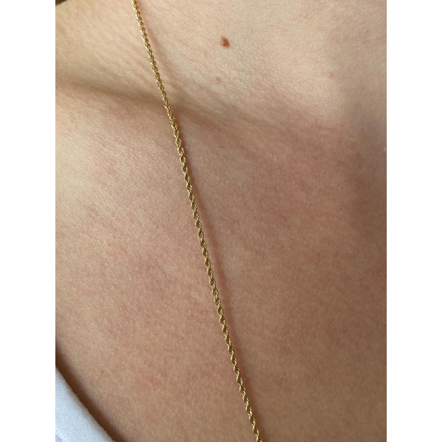 Vintage Solid 14k Yellow Gold Dainty Rope Chain Necklace - 24.25 inches