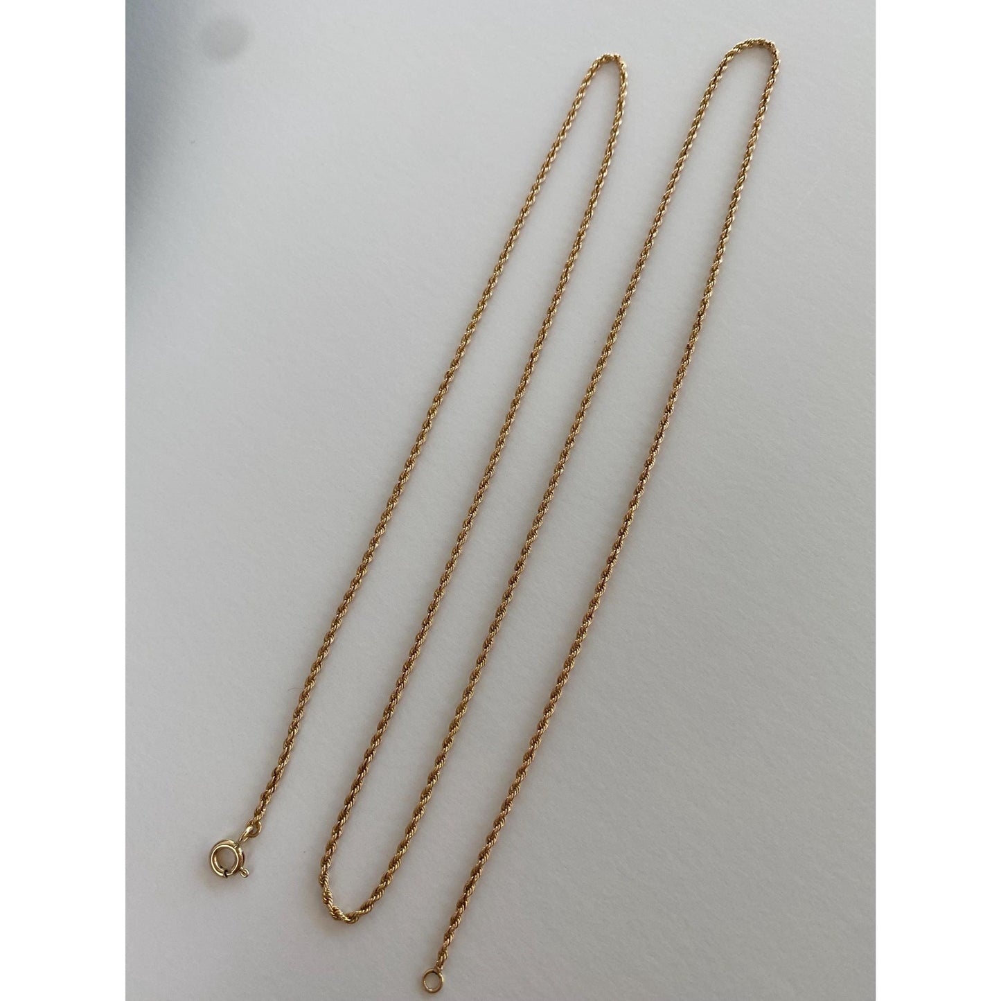 Vintage Solid 14k Yellow Gold Dainty Rope Chain Necklace - 24.25 inches