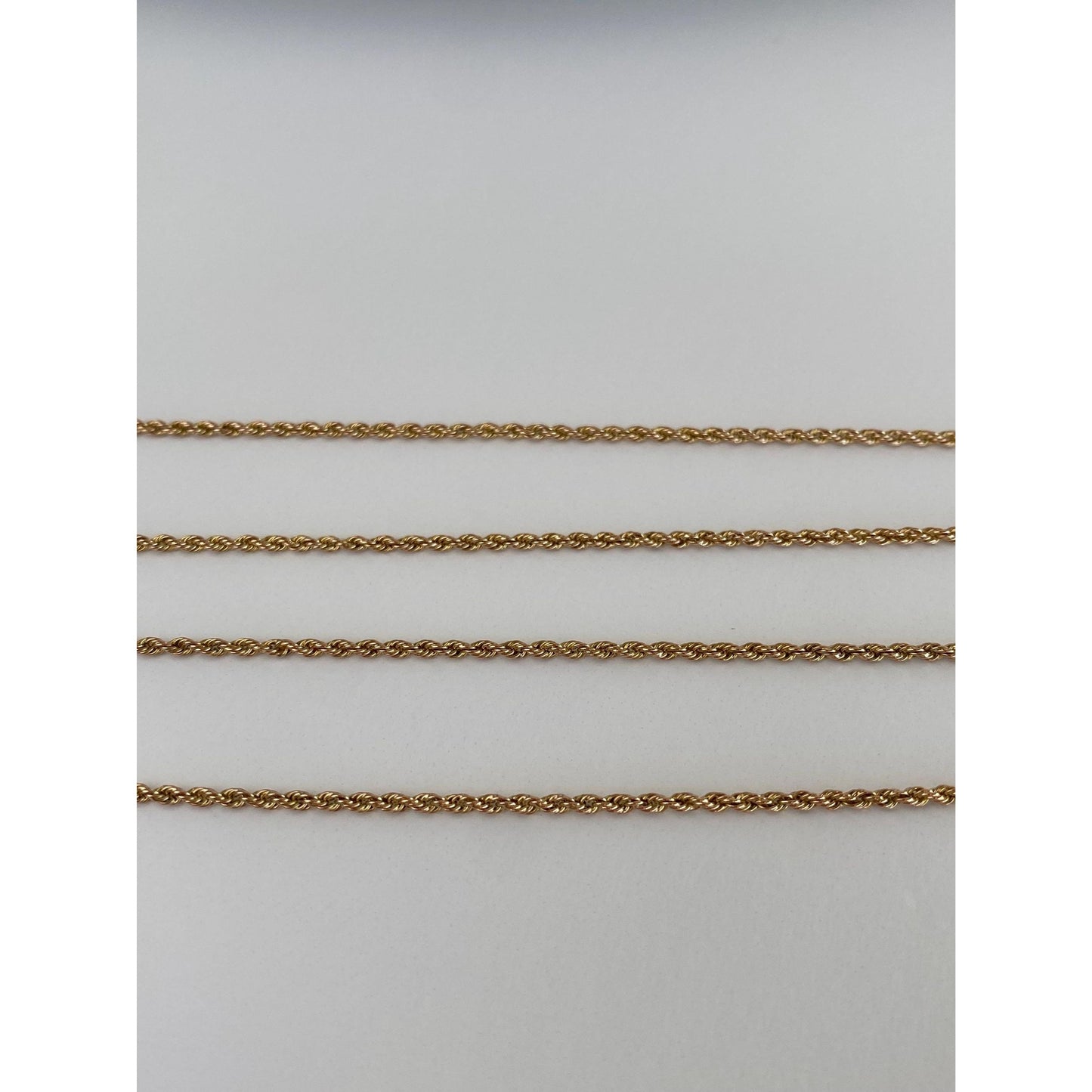 Vintage Solid 14k Yellow Gold Dainty Rope Chain Necklace - 24.25 inches