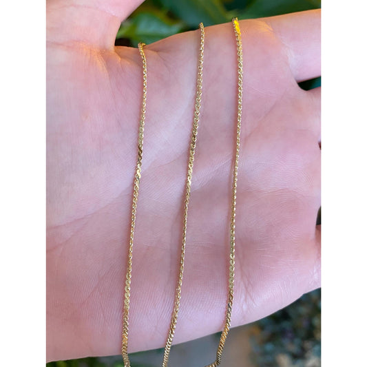 Vintage Solid 14k Yellow Gold Serpentine Chain Necklace - 16.25 inches