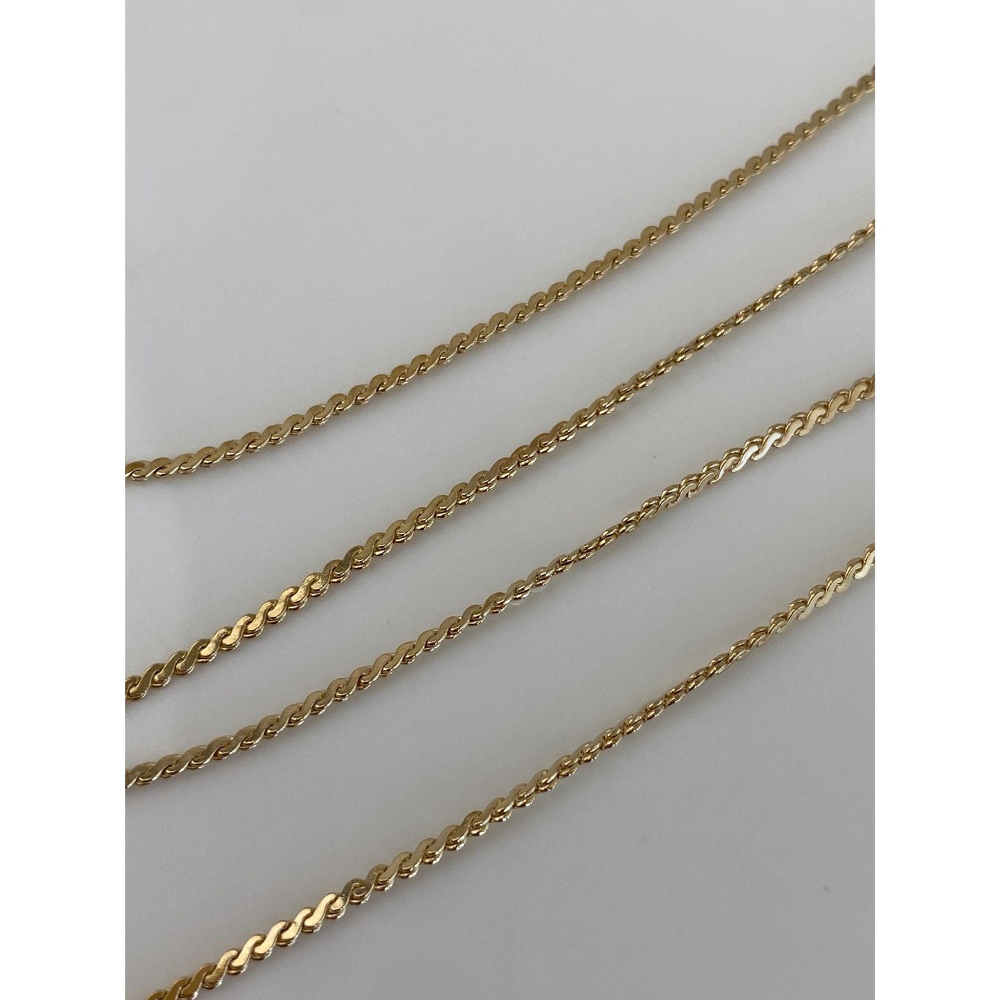 Vintage Solid 14k Yellow Gold Serpentine Chain Necklace - 16.25 inches