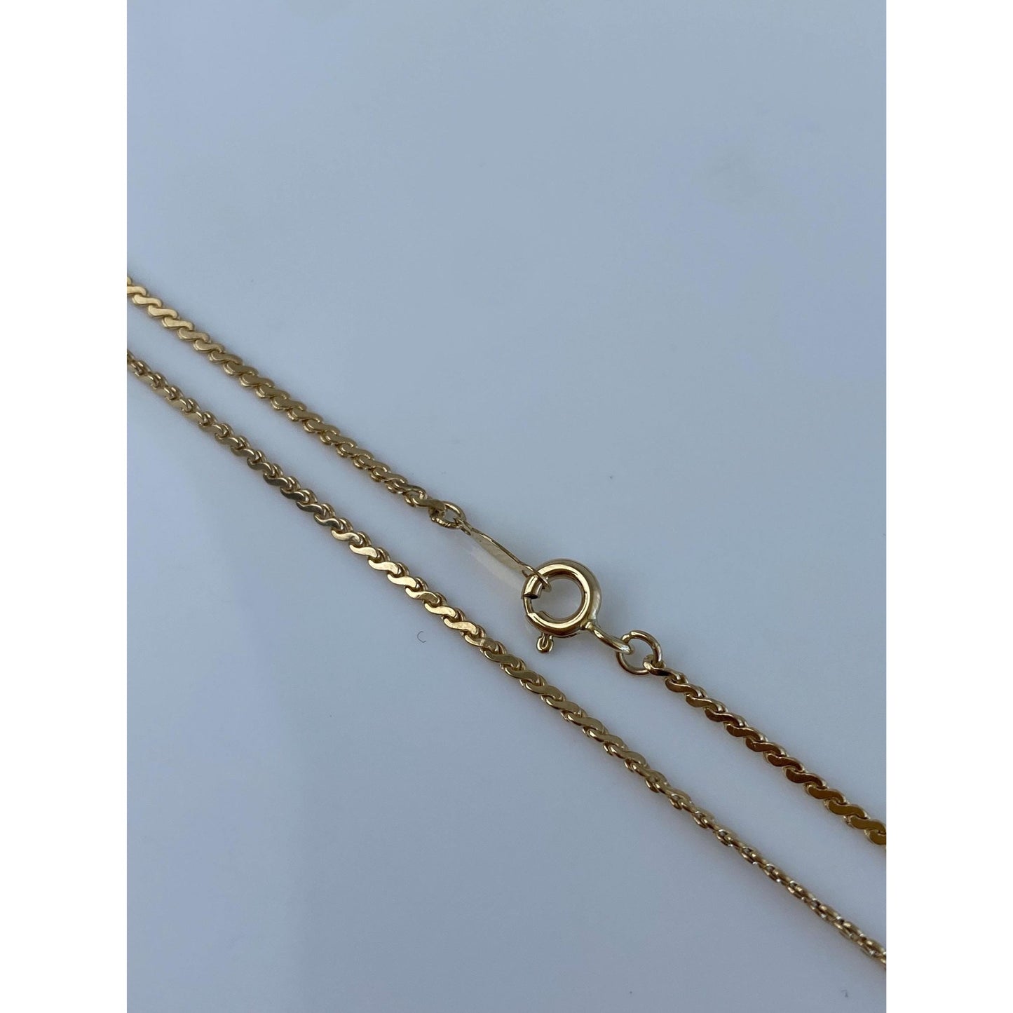 Vintage Solid 14k Yellow Gold Serpentine Chain Necklace - 16.25 inches