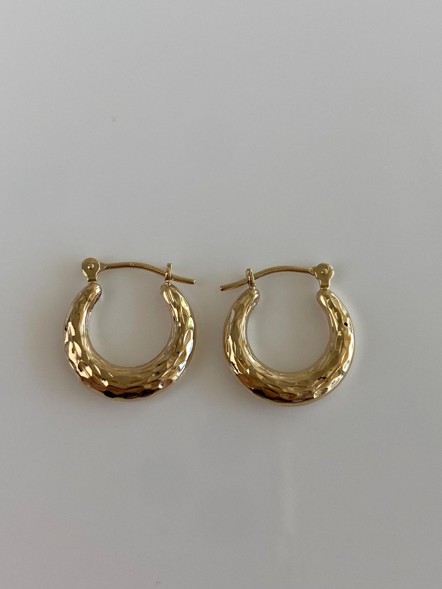 Vintage 14k Yellow Gold Textured Hoop Earrings