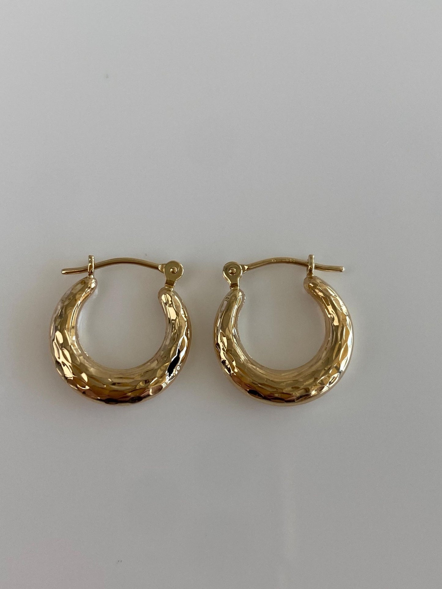 Vintage 14k Yellow Gold Textured Hoop Earrings