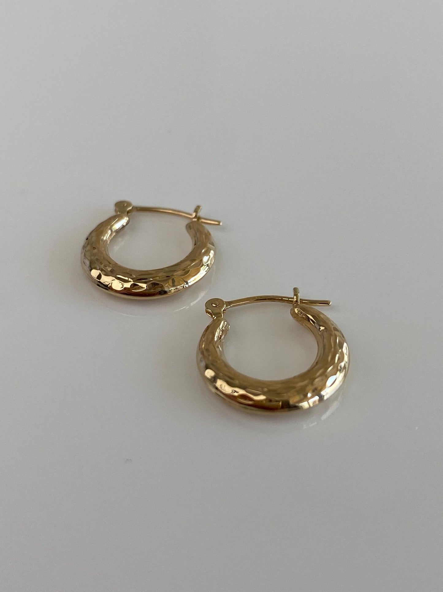 Vintage 14k Yellow Gold Textured Hoop Earrings