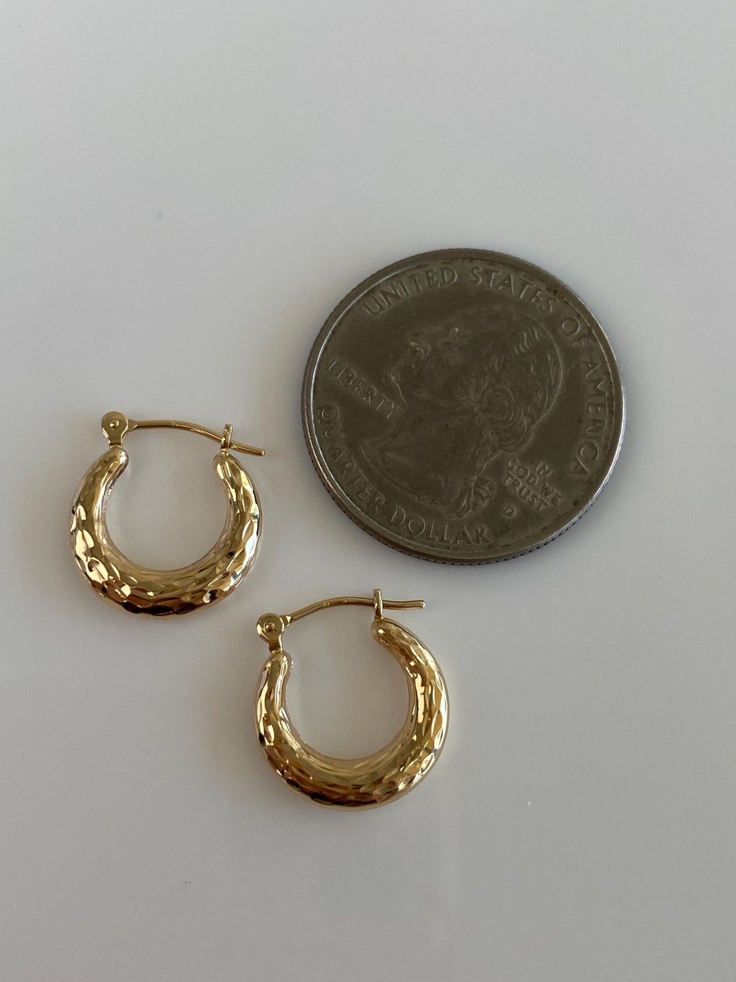 Vintage 14k Yellow Gold Textured Hoop Earrings