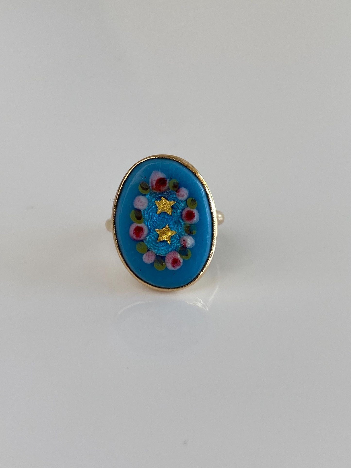 Vintage Solid 10k Yellow Gold Resin Design Signet Ring - Size 3.5