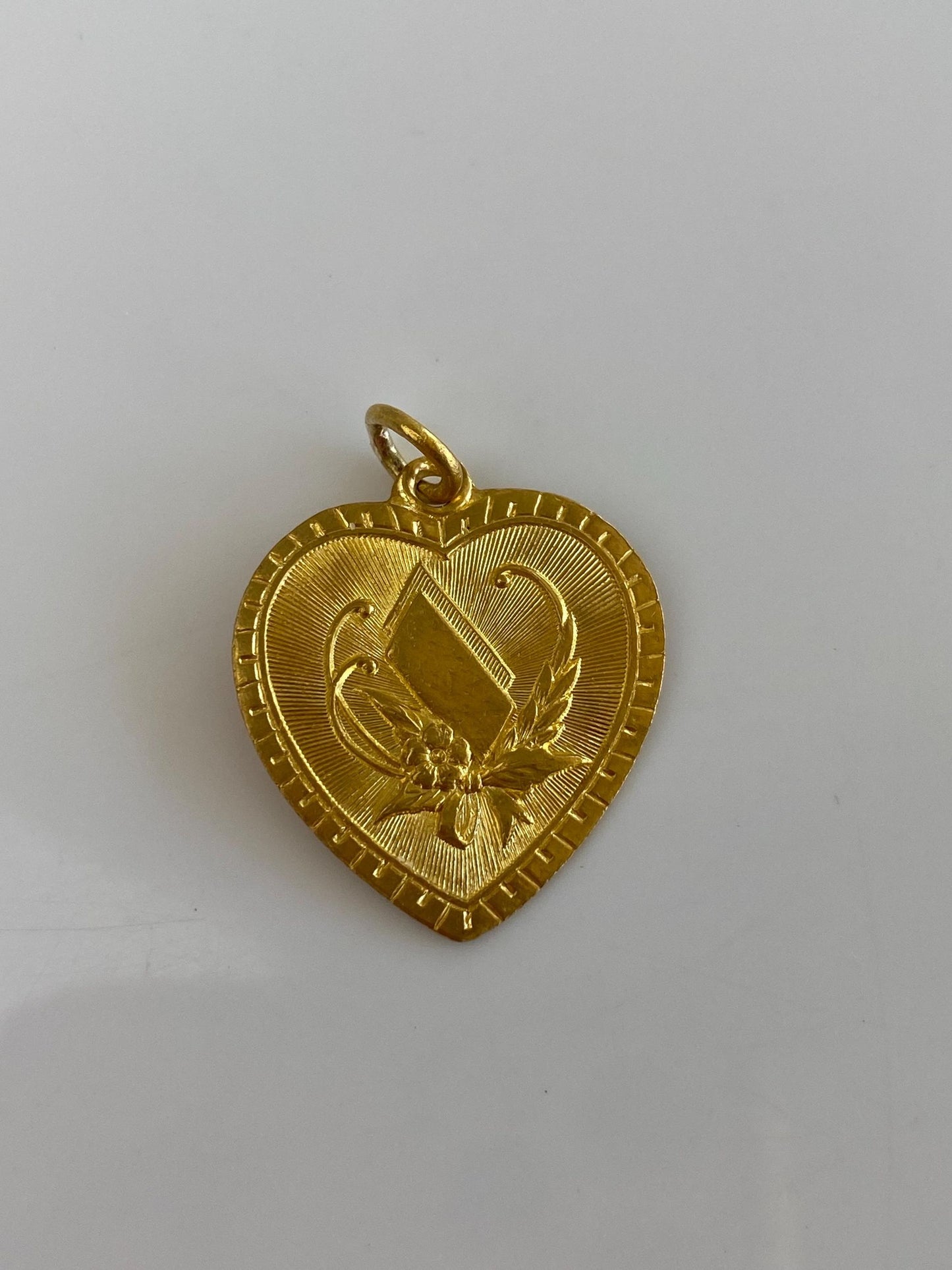 Vintage Solid 24k Yellow Gold Character Heart Charm