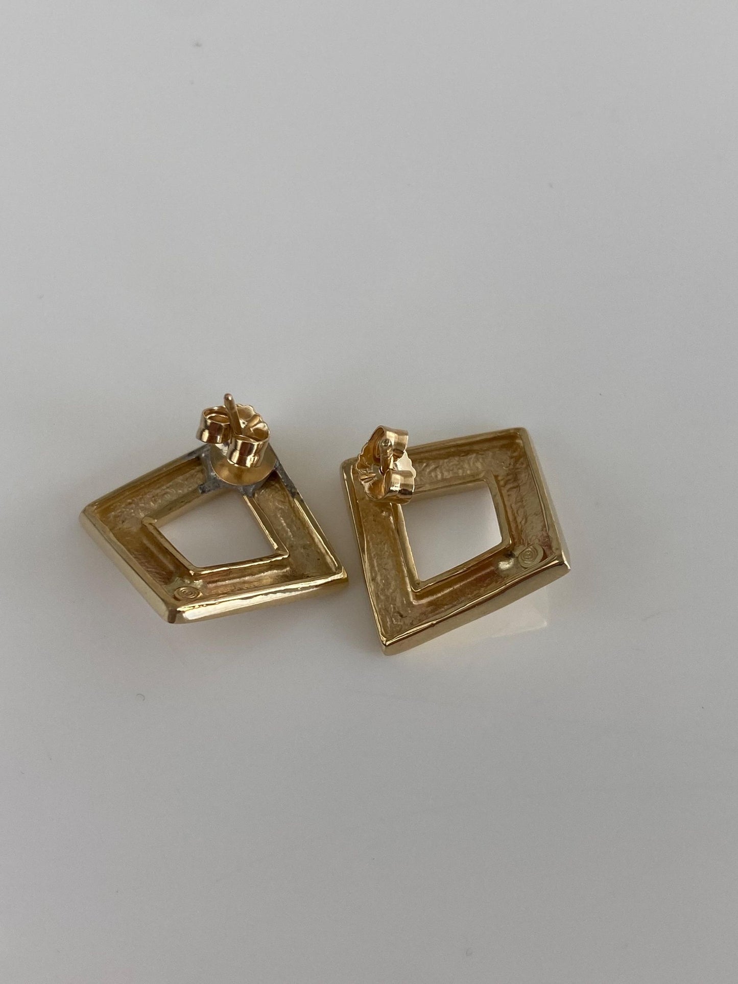Vintage Solid 14k Yellow Gold Square Stud Earrings