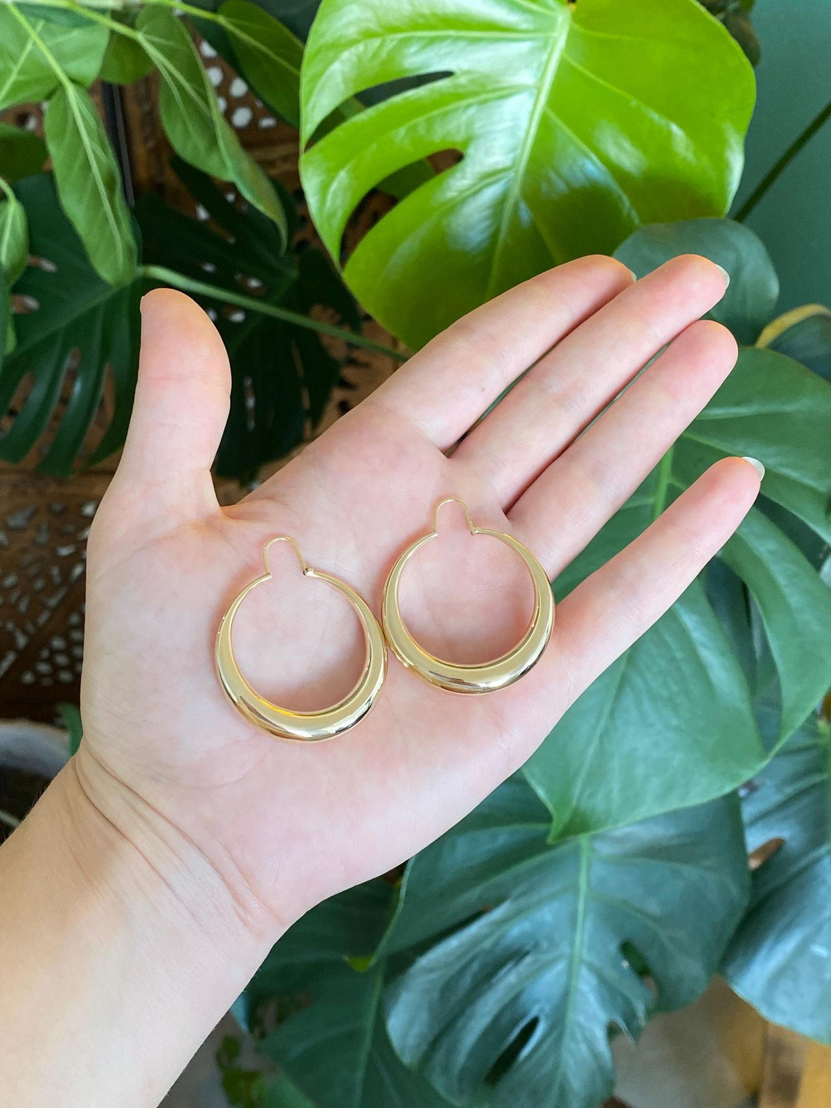 Vintage 14k Yellow Gold Large Tapered Hoop Earrings