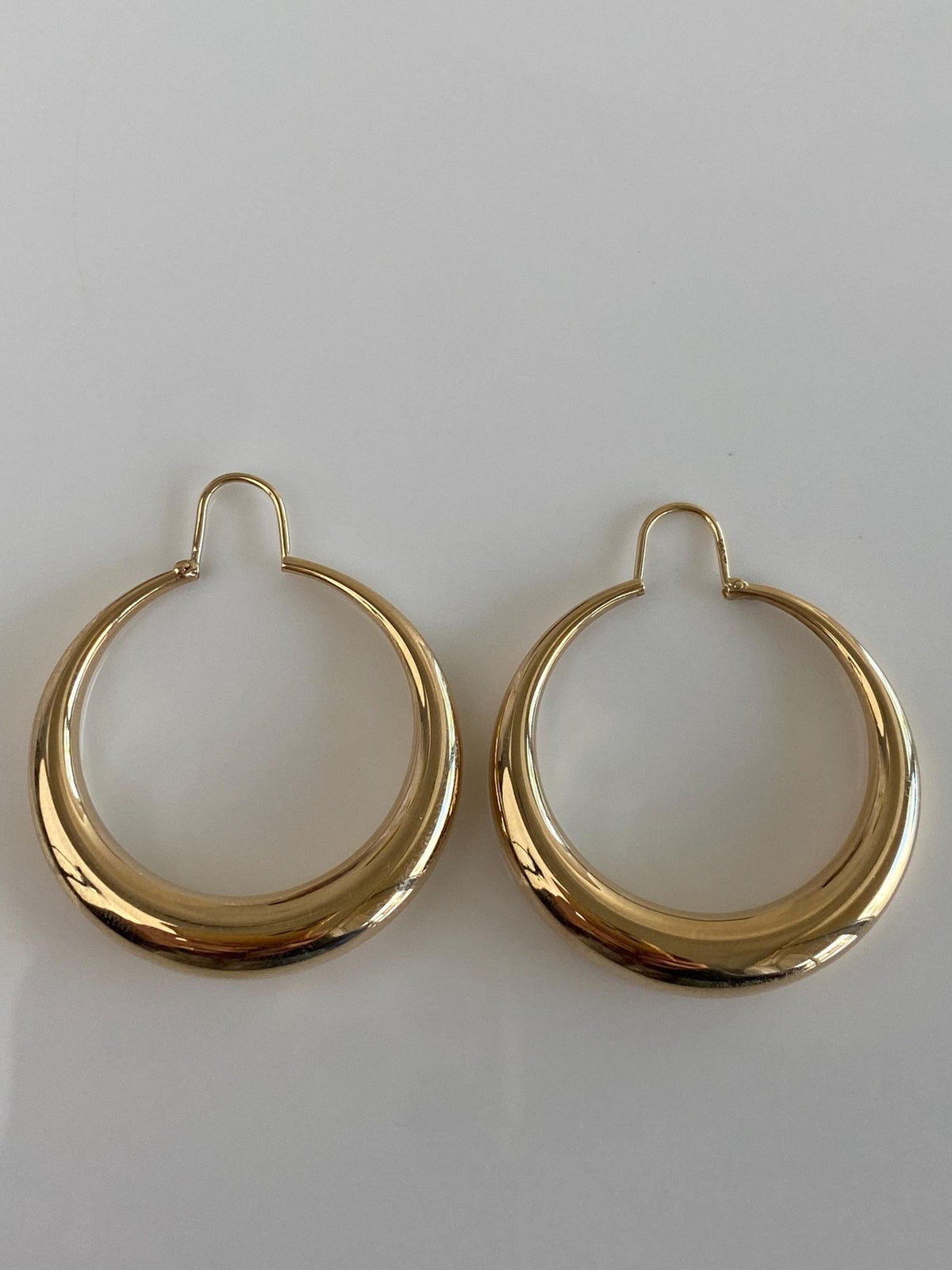 Vintage 14k Yellow Gold Large Tapered Hoop Earrings